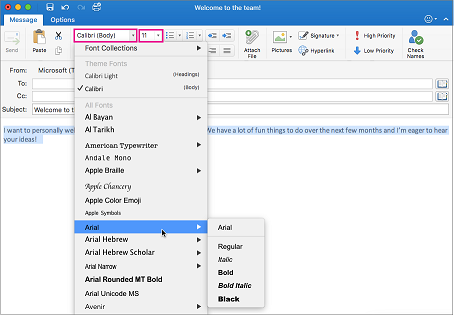 Outlook 2016 For Mac Change Default Font